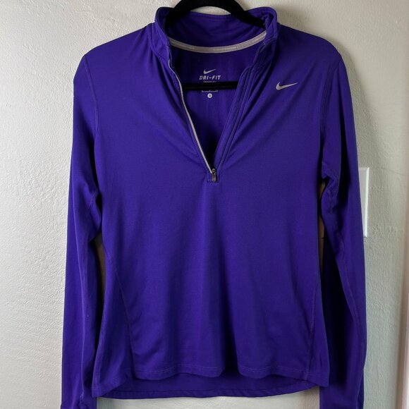 Nike Dri-Fit Purple Top Size S Long Sleeve Quarter Zip - Picture 1 of 9